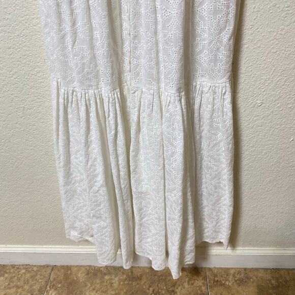 Veronica Beard Alondra Eyelet Tiered Maxi Dress In Ivory White Size Small - Picture 3 of 10